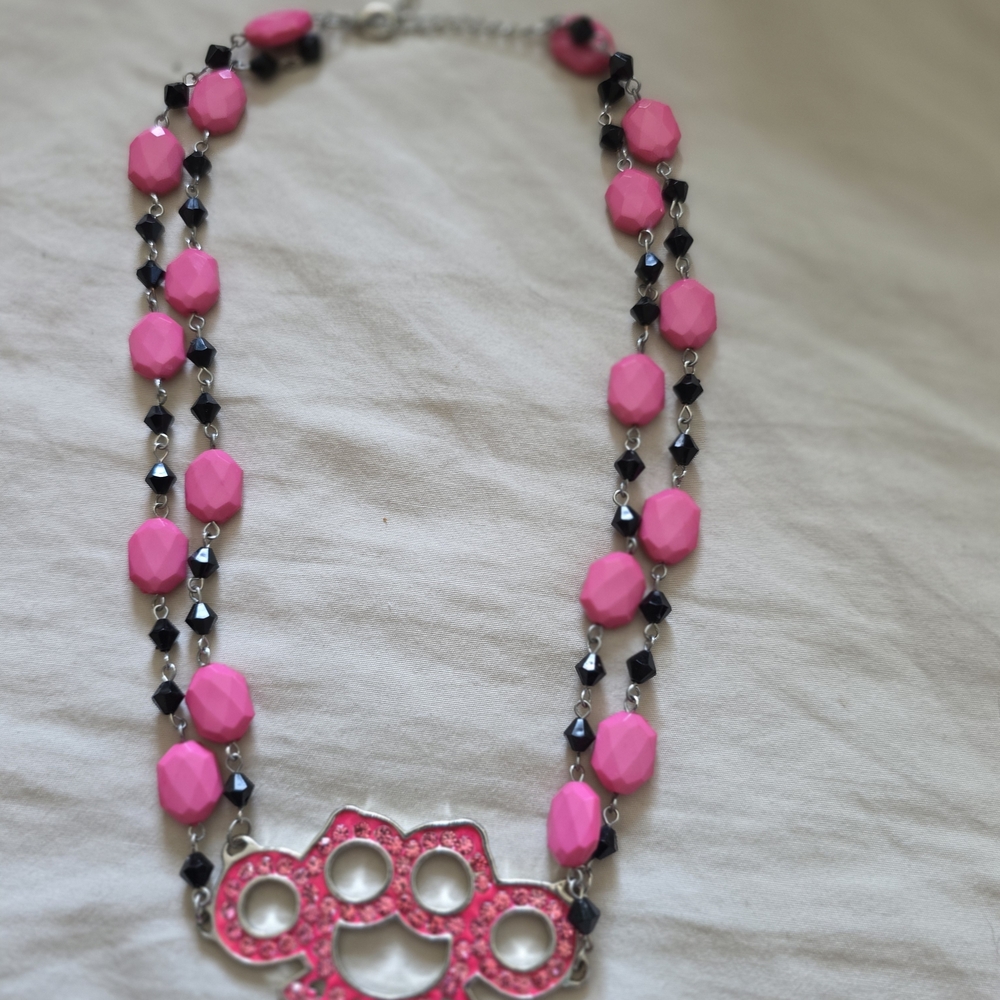 Pink and Black Statement Necklace Fun Addition to any outfit.